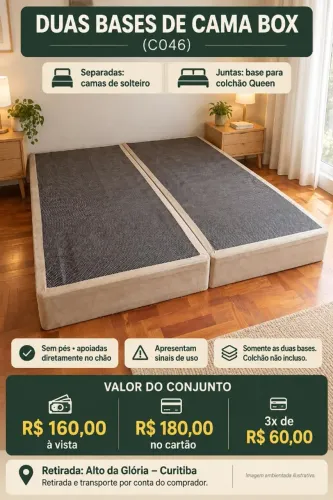 DUAS BASES DE CAMA BOX - CONJUNTO QUEEN (C046)