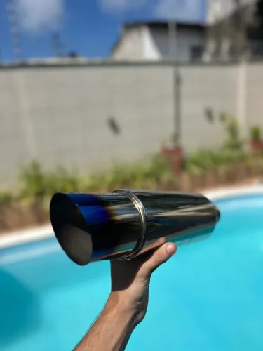 Abafador Esportivo Inox Universal 51mm - Ponteira Azul Titanium - Novo