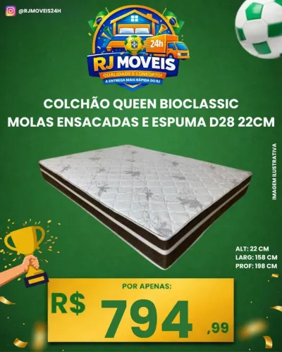 Colchão Queen D28 Molas Ensacada 22cm altura