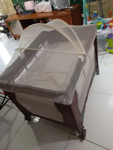 Berço Cercado Desmontavel Portatil Kiddo Dreams Grafite