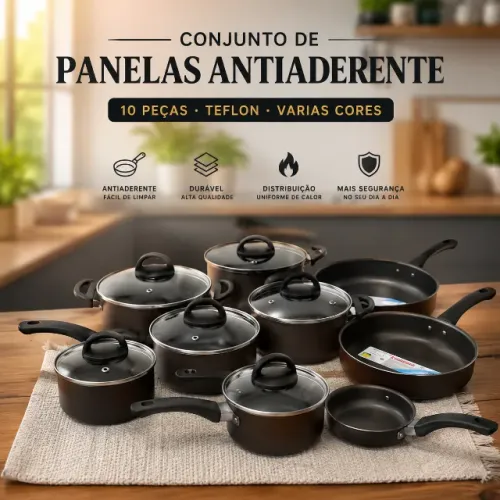 Jogo de Panelas 10 Peças Essenza Antiaderente Premium