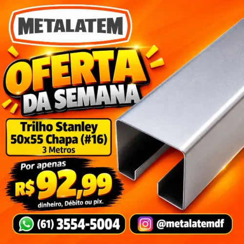 Trilho Stanley 50x55mm Chapa #16 3Metros
