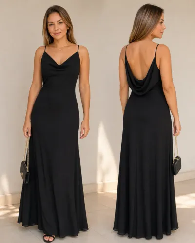 Vestido de Festa Longo Preto - Tam. M/G