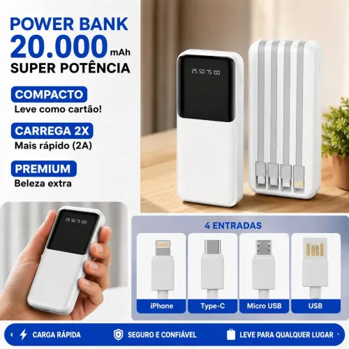 Power Bank Portátil Universal 20.000mah