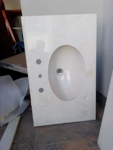 Pia de banheiro pedra branca mármore 50x por 80 cuba de cerâmica . whatsapp *