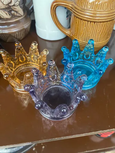 Porta velas de coroa vidro 