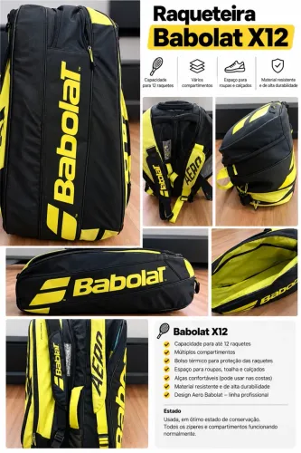 Raqueteira Babolat Pure Aero X12 - Até 12 Raquetes ? | Excelente Estado
