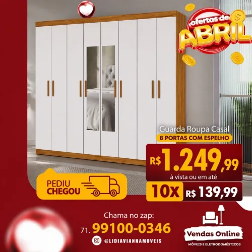 Guarda roupa 8 portas frete grátis entrego hoje R$ 1.249,99 a vista