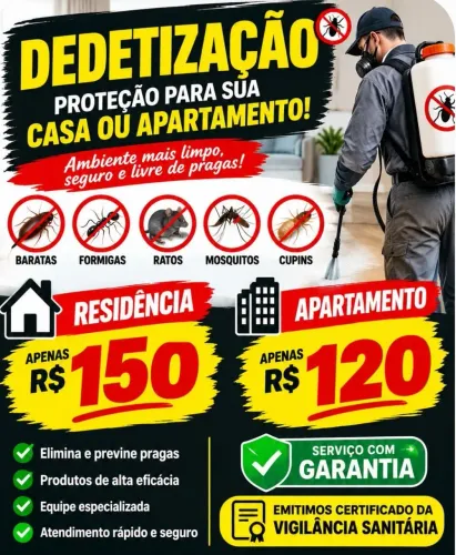 Dedetização promoção residencia e apartamento