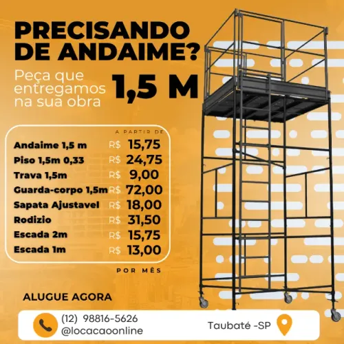 Locação de Andaimes 1,5m e Acessórios