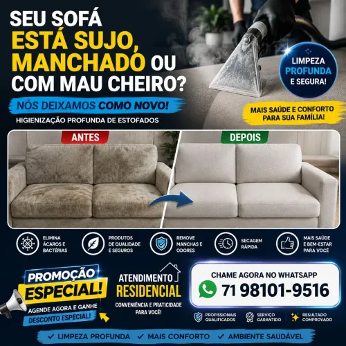 SEU SOFÁ ESTÁ SUJO, MANCHADO OU COM MAU CHEIRO