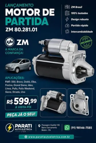 Motor partida Fiat uno, palio, Fiorino Siena strada doblo 1.0 e 1.4