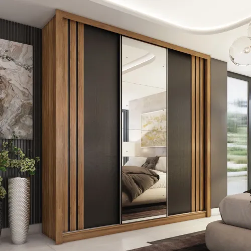 Guarda Roupa 3 Portas Espelho 