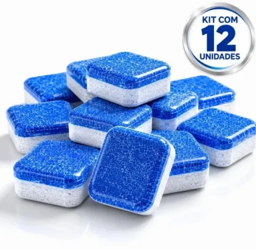 Pastilhas de Limpeza para Máquina de Lavar Roupa e Lava-Louças - Kit com 12