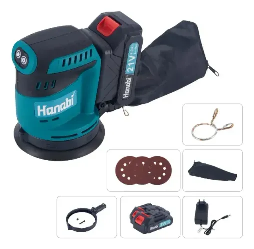 Lixadeira Roto Orbital Sem Fio 21v 12 Discos Brinde Hanabi