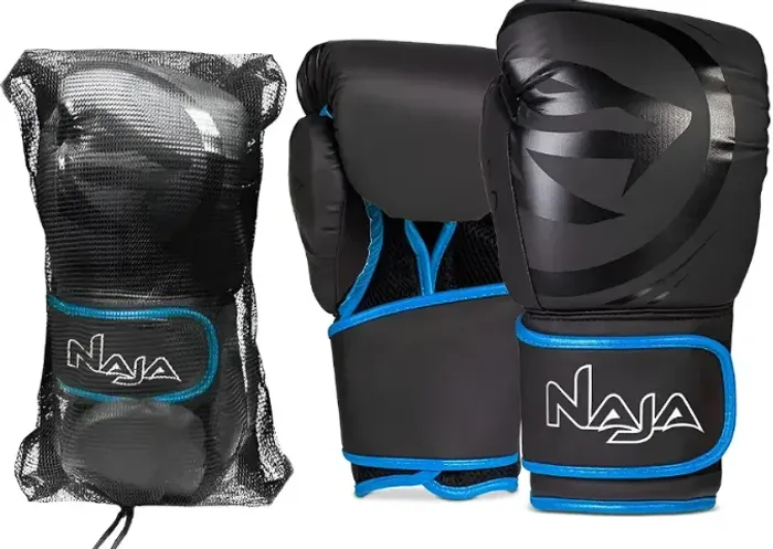 kit luva de boxe, bandagem, cordinha, protetor bucal e sacola