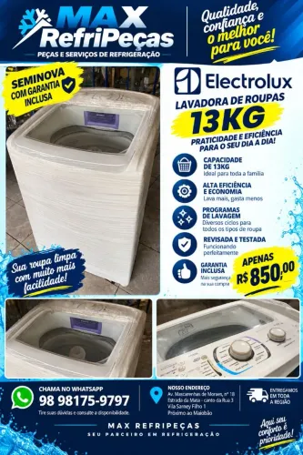 Máquina de lavar roupas 13kg Eletrolux SEMINOVA