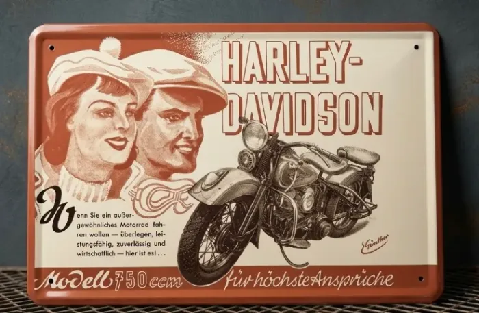 Placa de Metal Harley Davidson Vintage 