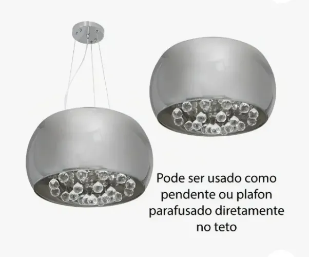 Lustre Pendente Cromado Espelhado