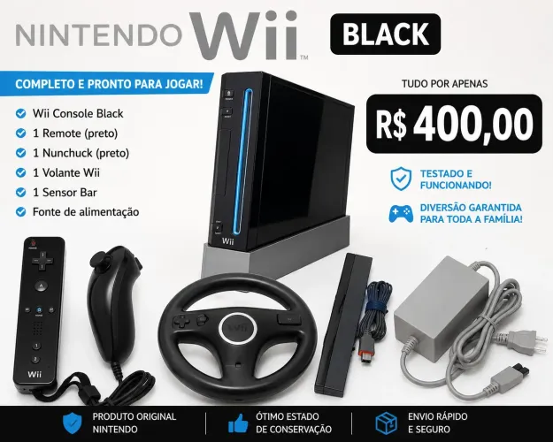 Nintendo Wii Black desbloqueado
