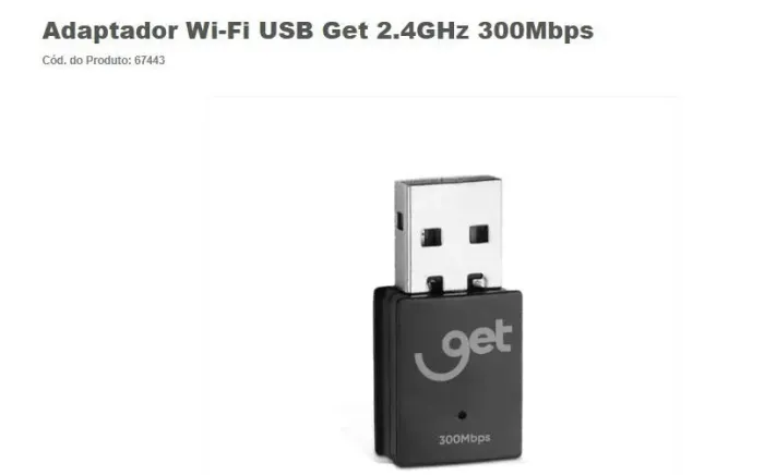 Adaptador wi-fi USB get 2.4Hz 300Mbps