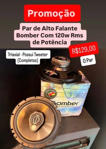 Alto Falante Bomber 5 e 6 Polegadas 120w Rms Fone Porta Triaxial Tweeter Carro Veicular