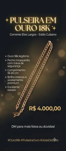 Pulseira de ouro 18k, 21cm 3,5g