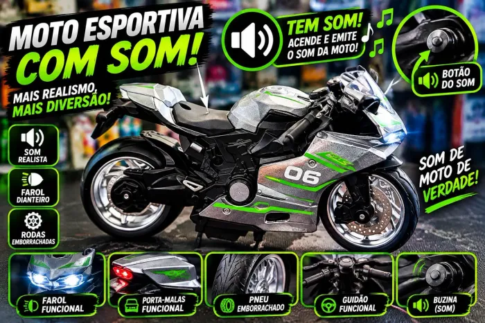 Moto Ducati Miniatura de Metal Buzina Farol Anda Novo Promoção