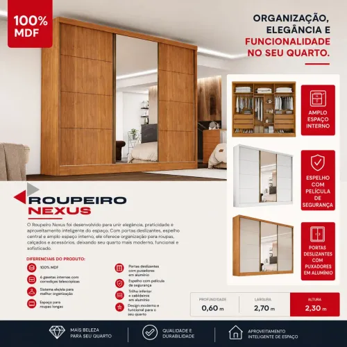 Guarda roupa Nexus 100% MDF