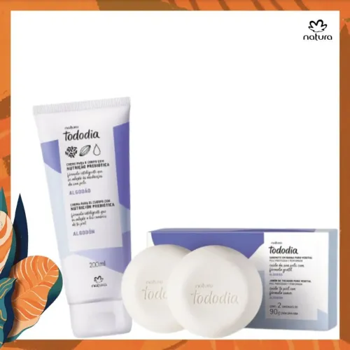 Kit Natura Tododia Algodão - Creme Corporal e Sabonetes