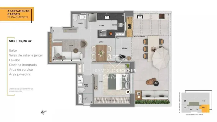 Apartamento com 1 dormitório à venda, 75 m² por R$ 1.391.400,00 - Savassi - Belo Horizonte