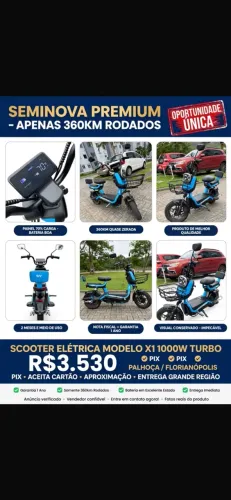 ? Scooter Elétrica X1 1000W Turbo - SÓ 360KM - Seminova Premium 2 Mês de uso - 3.530