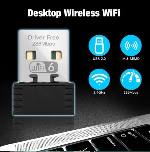 Adaptador Wi-Fi 6 AX286 Internet Sem Fios com Alto Desempenho USB