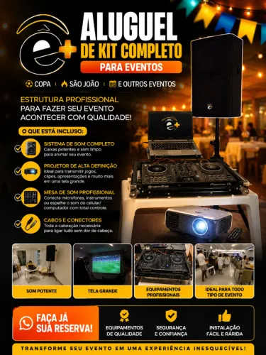 CHAMAÊ+ EVENTOS  Som, Projetor, Notebook, Karaokê e Estrutura Completa para o seu Evento!