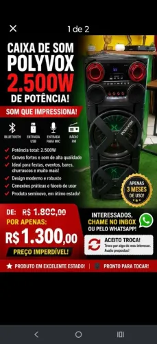 Vendo Caixa de Som Polivox 2.500 W