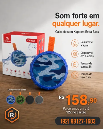 Caixa de Som Kapbom Extra Bass