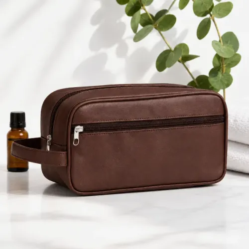 Necessaire Marrom Couro Sintético