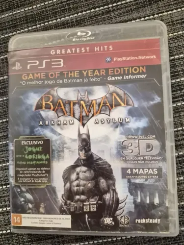 Jogo Batman Arkham Asylum PS3 com Óculos 3D Original Impecável Usado