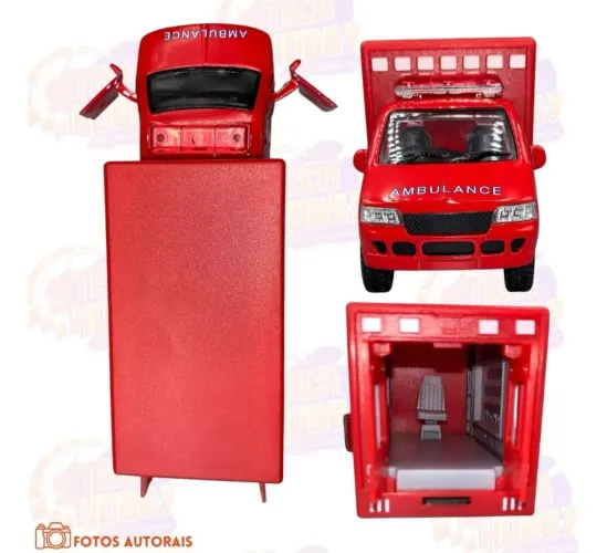 Miniatura de ambulância cabine de metal