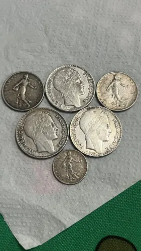 Lote 6 Moedas Antigas De Prata (1912 A 1939) Francos