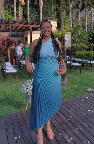 vestido longo azul degradê