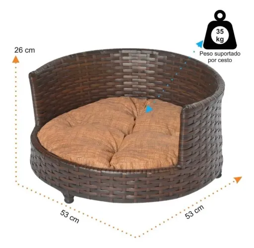 Cama Caminha para Cachorro Pet Luxo Junco FIbra Sintética - Utility