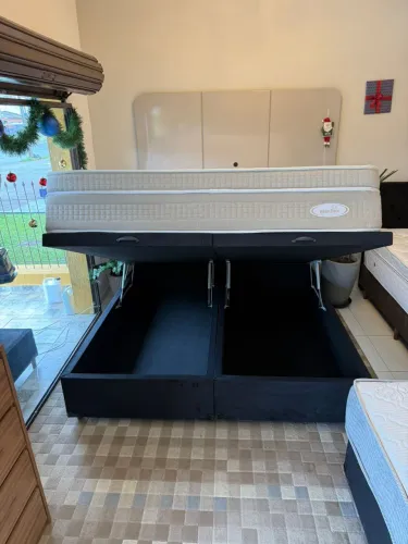 Cama box KING BAÚ COM COLCHÃO SEMINOVO - Entrego!
