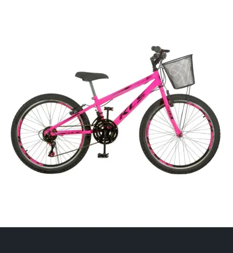 Bicicleta Aro 24 Kls Sport Gold Freio V-Brake Mtb 21 Marchas Feminina