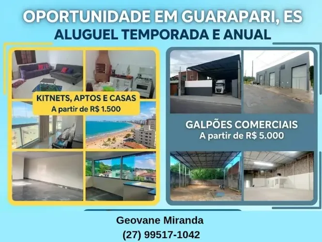 Aluguel em Guarapari: Kitnets, Apartamentos e Galpões (Anual e Temporada)