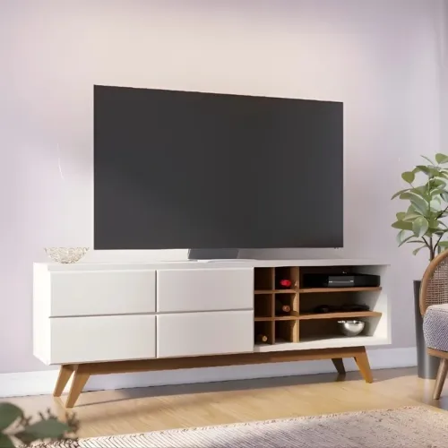 Bancada Noronha Larg. 1.80m Off/Freijó para TV até 70" rf15