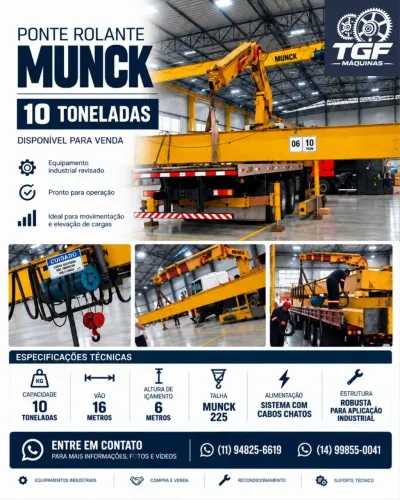PONTES ROLANTES MUNCK A VENDA - 6 E 10 TONELADAS