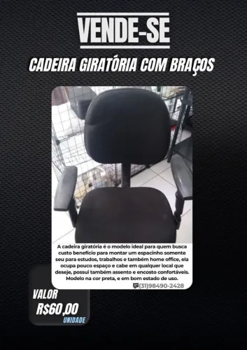 Cadeira giratória com braços 