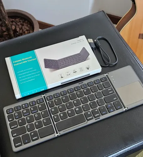 Teclado dobrável com touchpad Bluetooth ultra slim sem fio