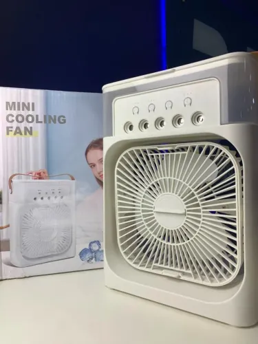 Mini Cooling Fan - Climatizador Portátil USB com 3 Velocidades, Umidificador e Luz LED